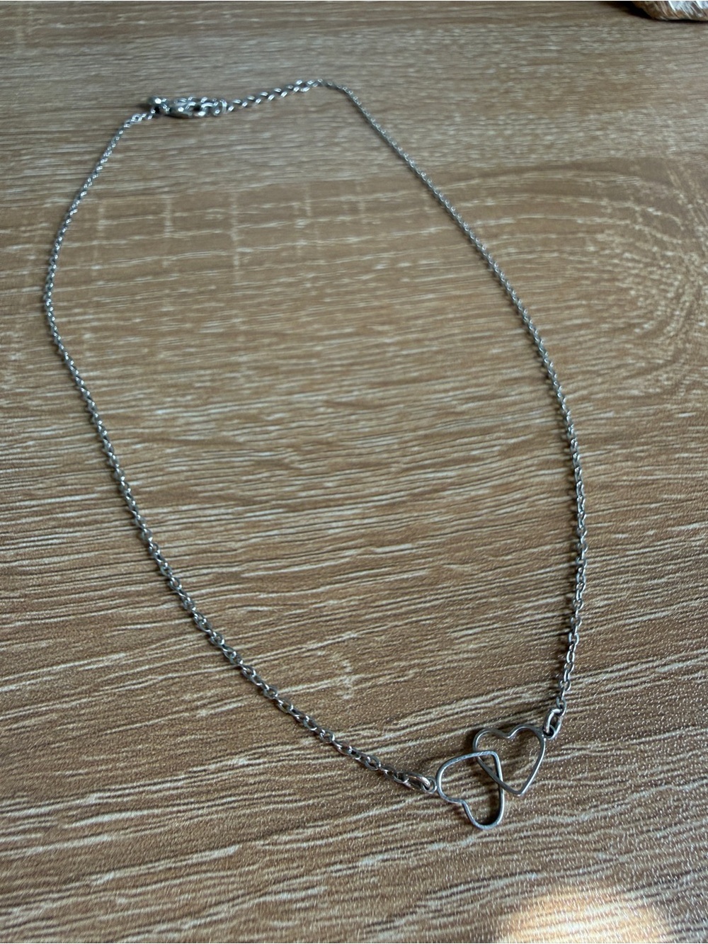 Delicate Silver Double Heart Necklace